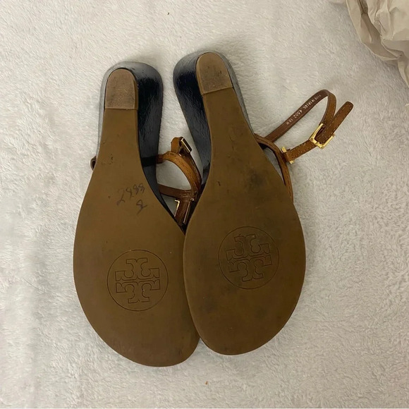 Tory Burch Pauline Demi Cork Wedge Brown Sandal Vegan Leather Size 10 - Picture 9 of 10